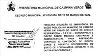 21/03/2020 - DECRETO MUNICIPAL N° 035/2020.