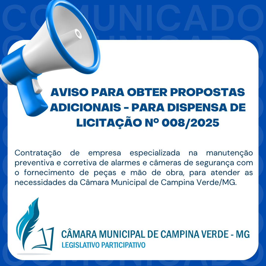 AVISO PARA OBTER PROPOSTAS ADICIONAIS - PARA DISPENSA DE LICITAÇÃO nº 008/2025