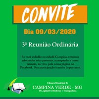 Convite para a 3ª Reunião Ordinária do 4º Período Legislativo da 18ª Legislatura.