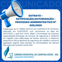 EXTRATO – RATIFICAÇÃO/AUTORIZAÇÃO - PROCESSO ADMINISTRATIVO Nº. 020/2025