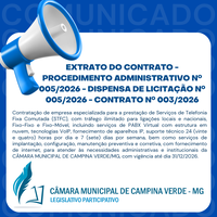 EXTRATO DO CONTRATO - PROCEDIMENTO ADMINISTRATIVO Nº 005/2026 - DISPENSA DE LICITAÇÃO Nº 005/2026 - CONTRATO Nº 003/2026