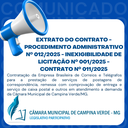 EXTRATO DO CONTRATO - PROCEDIMENTO ADMINISTRATIVO Nº 012/2025 - INEXIGIBILIDADE DE LICITAÇÃO Nº 001/2025 - CONTRATO Nº 011/2025