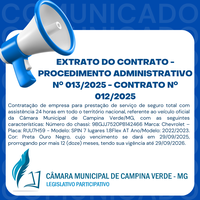 EXTRATO DO CONTRATO - PROCEDIMENTO ADMINISTRATIVO Nº. 013/2025 - CONTRATO Nº. 012/2025