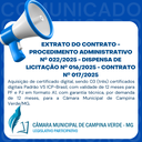 EXTRATO DO CONTRATO - PROCEDIMENTO ADMINISTRATIVO Nº 022/2025 - DISPENSA DE LICITAÇÃO Nº 016/2025 - CONTRATO Nº 017/2025
