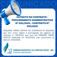 EXTRATO DO CONTRATO - PROCEDIMENTO ADMINISTRATIVO Nº 025/2025 - CONTRATO Nº 019/2025