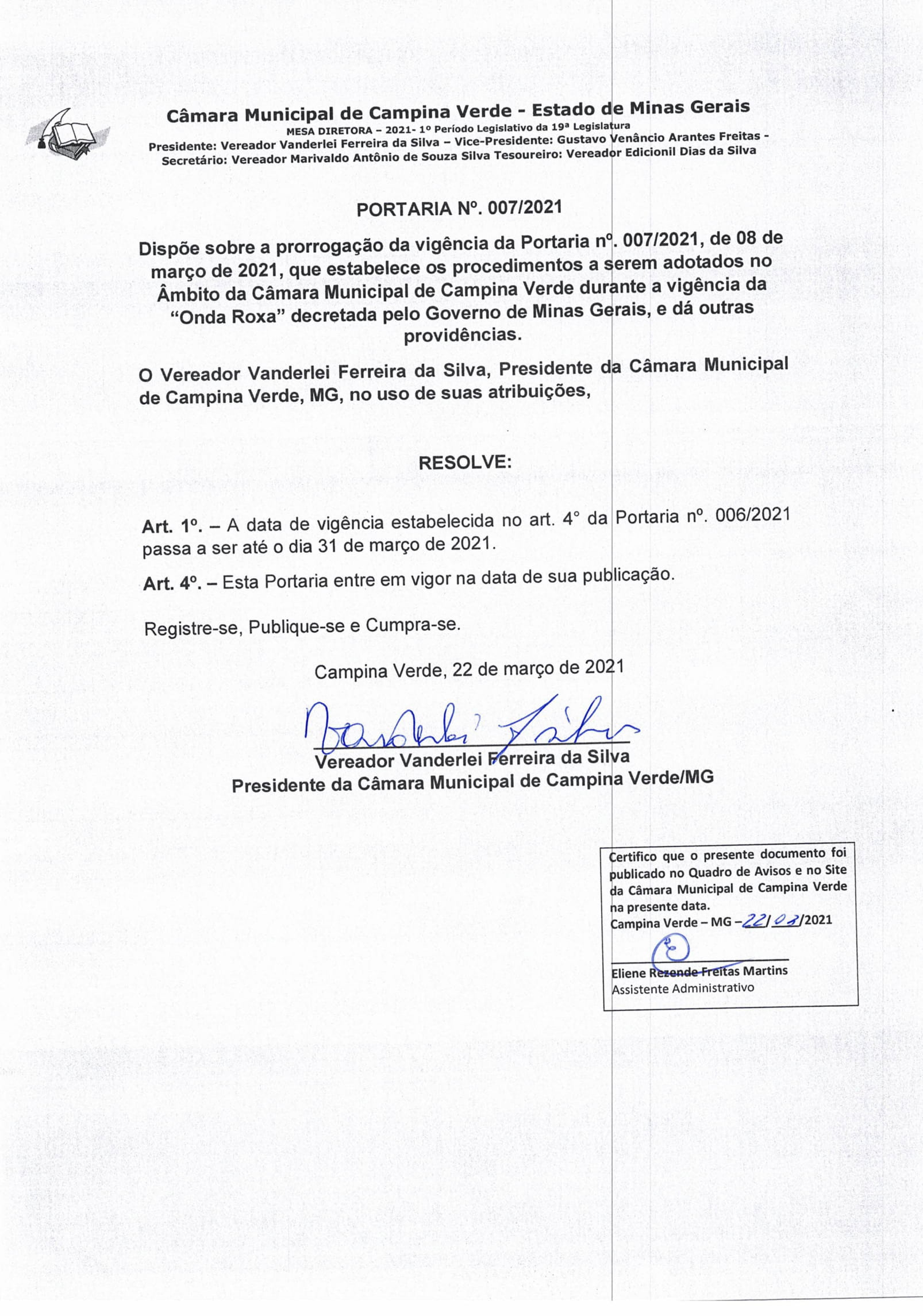 PORTARIA Nº 007-2021 - ONDA ROXA